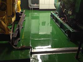 Epoxy flooring in a machine room