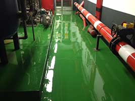 Epoxy flooring in a boiler room